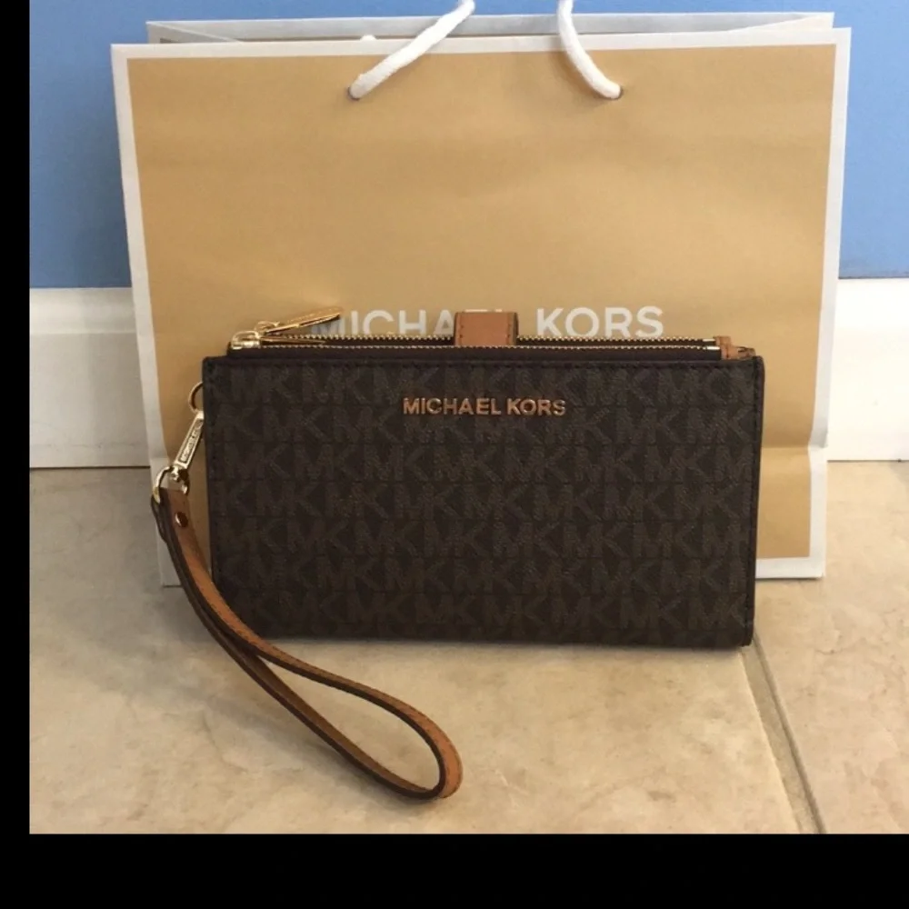 NWT MICHAEL Michael Kors Jet Set Double Zip Wristlet Wallet
